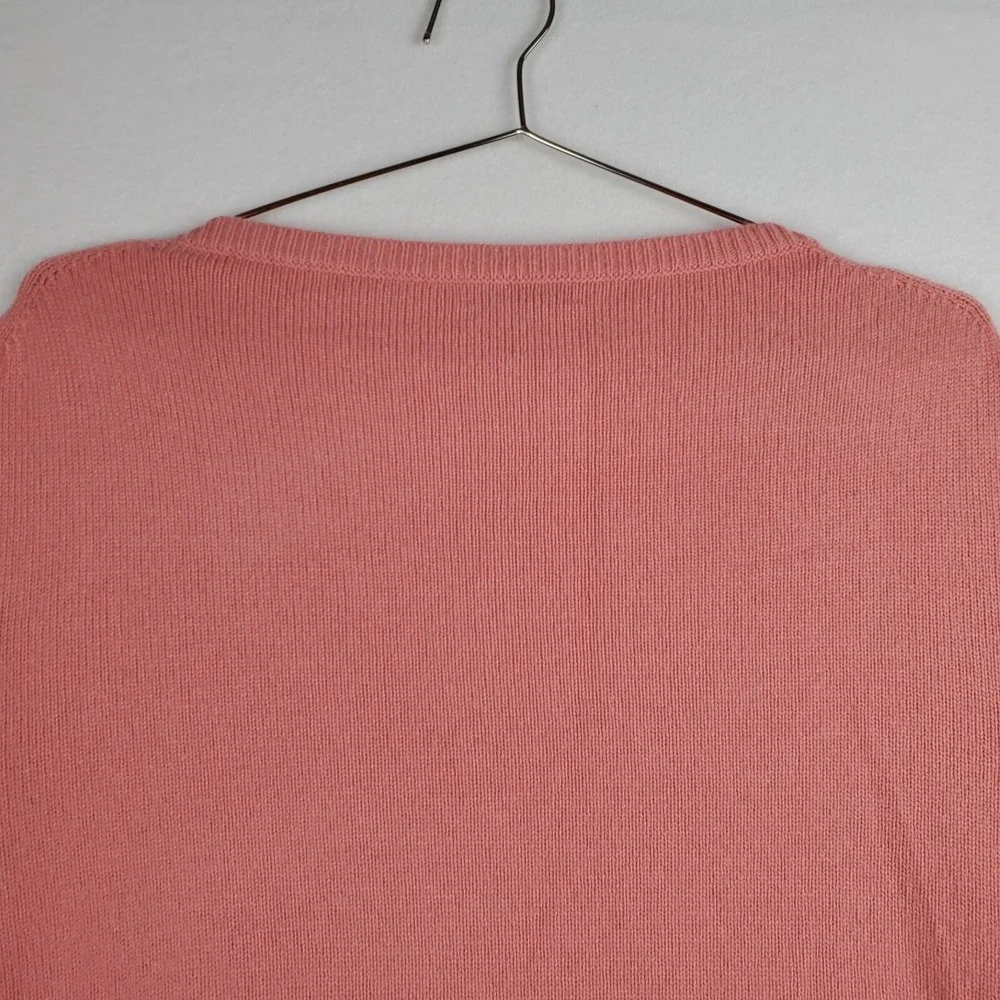 J. Crew Sweater Womens Medium Coral Wool Knit Ribbed Classic Round Neck Pullover
